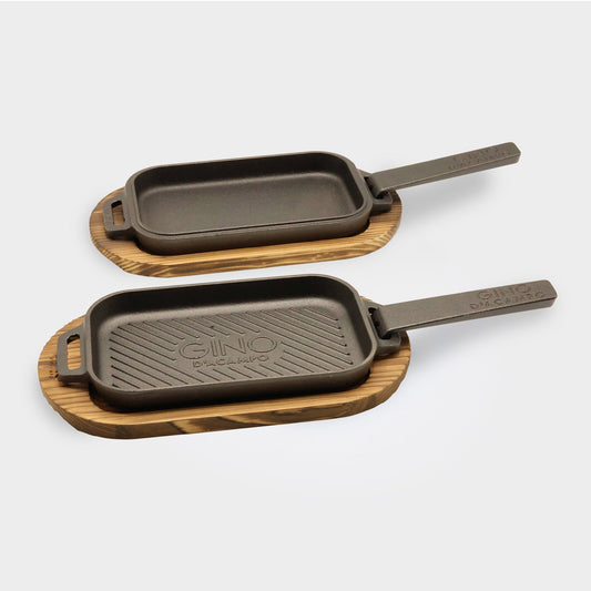 Gino Cast Iron Griddle Pan & Skillet Pan Set